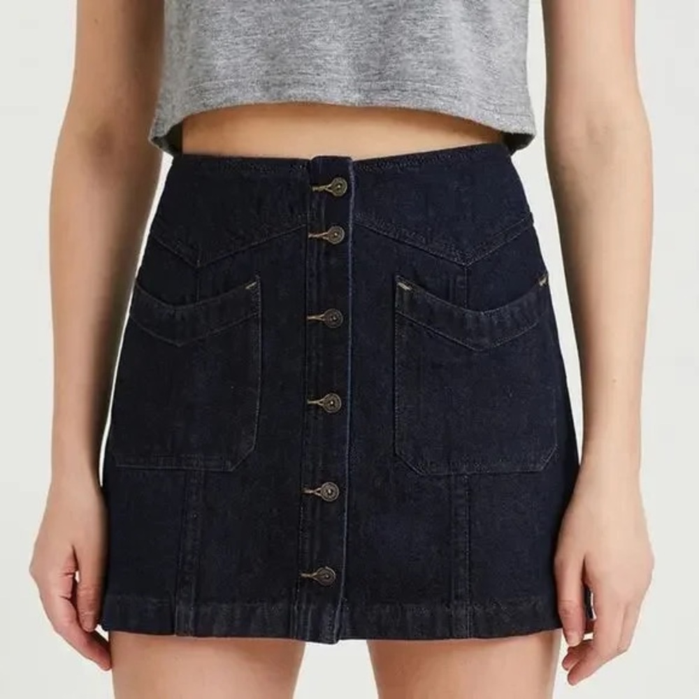 Free People Come A Little Closer denim mini‎ skirt